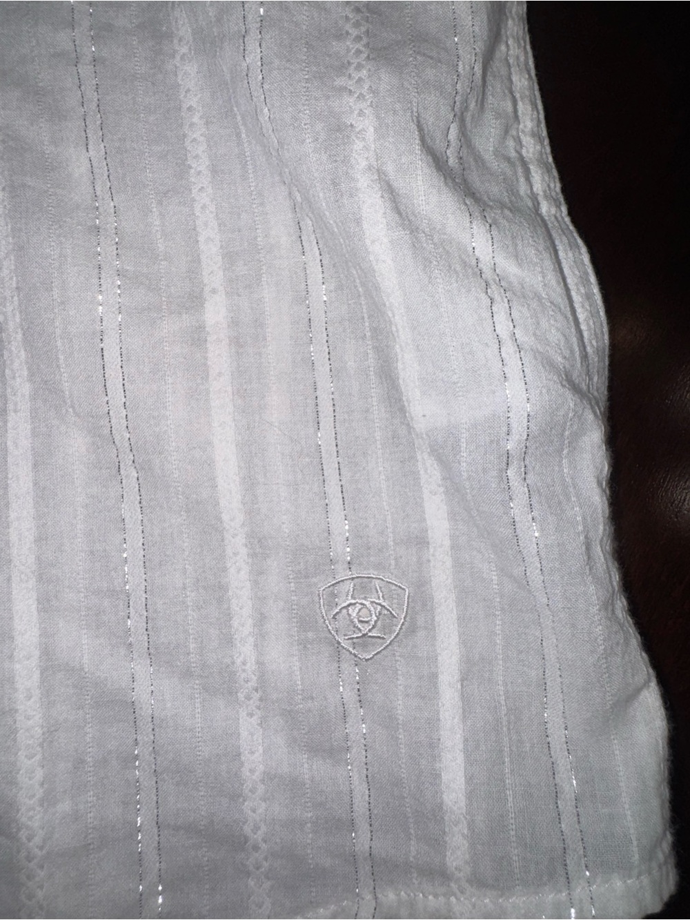 Ariat White Western Snap Shirt Women’s XL Metallic Stripe Top - Picture 12 of 16